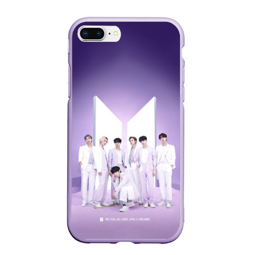 Чехол для iPhone 7Plus/8 Plus матовый с принтом BTS Purple, вид спереди #2