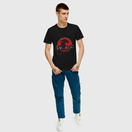 Мужская футболка хлопок lv 426, цвет черный - фото 5