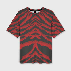 Женская футболка oversize 3D Красная шкура тигра