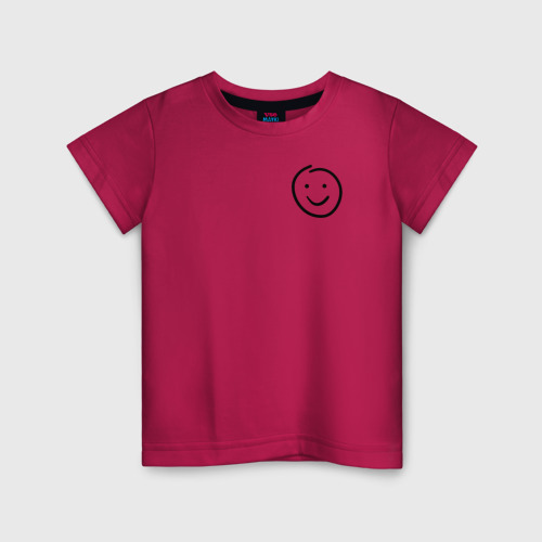 Детская футболка хлопок Смайлик со стороны сердца, цвет маджента