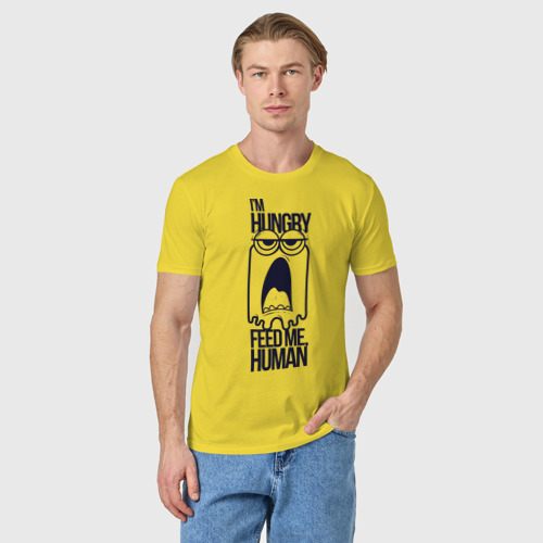 Мужская футболка хлопок Голодный человечек, цвет желтый - фото 3
