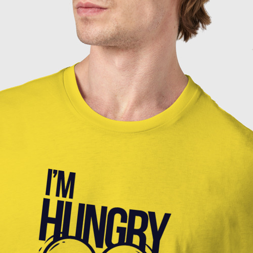 Мужская футболка хлопок Голодный человечек, цвет желтый - фото 6