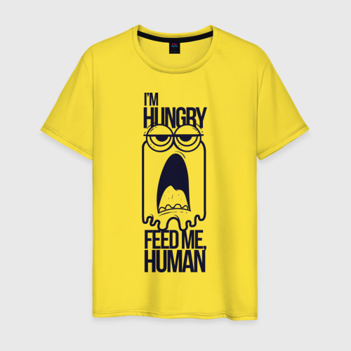 Мужская футболка хлопок Голодный человечек, цвет желтый