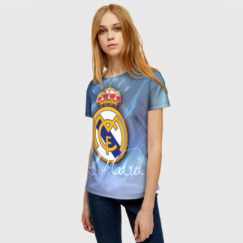Женская футболка 3D с принтом FC Реал Мадрид, фото на моделе #1