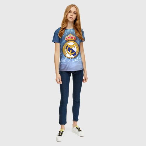 Женская футболка 3D с принтом FC Реал Мадрид, вид сбоку #3