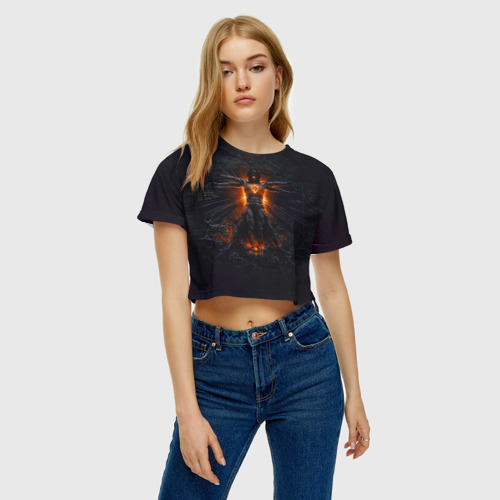 Женская футболка Crop-top 3D Clayman - In Flames, цвет 3D печать - фото 4