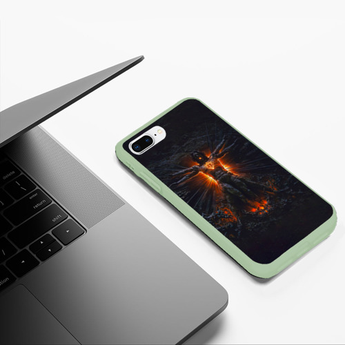 Чехол для iPhone 7Plus/8 Plus матовый Clayman - In Flames, цвет салатовый - фото 5