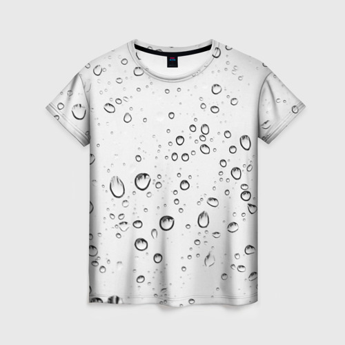 Женская футболка с принтом Утренний дождь, вид спереди №1