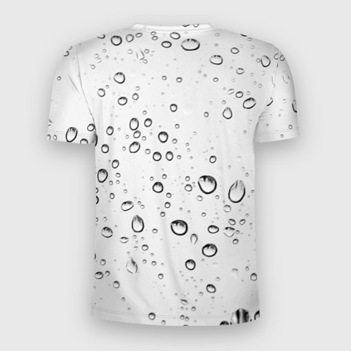 Мужская футболка 3D Slim с принтом Утренний дождь, вид сзади #1