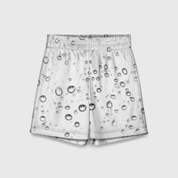 Детские спортивные шорты 3D Крупные капли дождя на белом - летний паттерн 