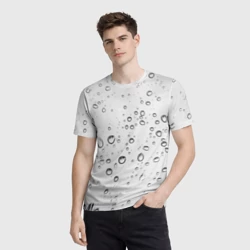 Мужская футболка 3D Крупные капли дождя на белом - летний паттерн  - фото 2