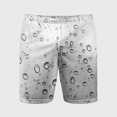 Мужские шорты спортивные с принтом Утренний дождь, вид спереди #2