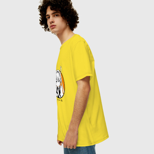 Мужская футболка хлопок Oversize Дракон горничная Кобаяши ухмиляется, цвет желтый - фото 5
