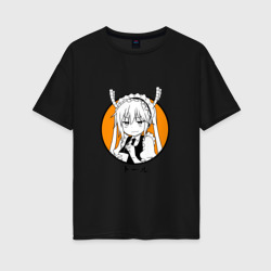 Женская футболка хлопок Oversize Дракон горничная Кобаяши ухмиляется