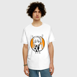 Мужская футболка хлопок Oversize Дракон горничная Кобаяши ухмиляется - фото 2