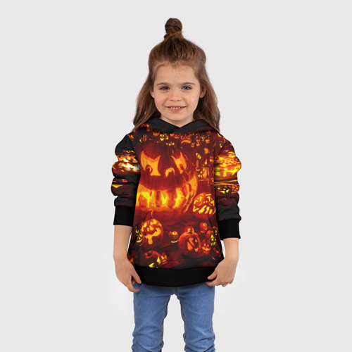 Детская толстовка 3D Тыквы на Хэллоуин, цвет черный - фото 4