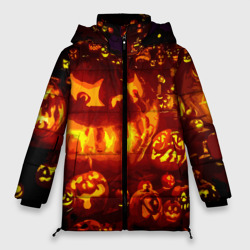 Женская зимняя куртка Oversize Тыквы на Хэллоуин