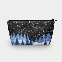 Косметичка 3D Снежная ночь в зимнем лесу