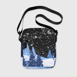 Сумка через плечо 3D Снежная ночь в зимнем лесу