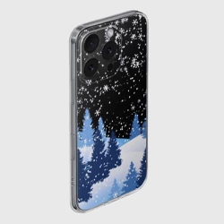 Чехол для iPhone 16 Pro Max силиконовый с защитой камеры Снежная ночь в зимнем лесу - фото 2