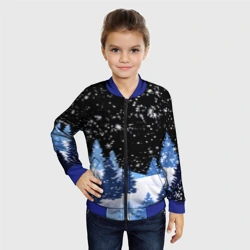 Детский бомбер 3D Снежная ночь в зимнем лесу - фото 2