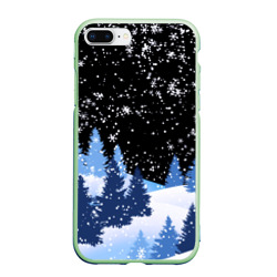 Чехол для iPhone 7Plus/8 Plus матовый Снежная ночь в зимнем лесу