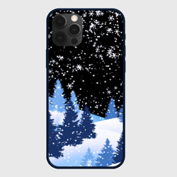 Чехол для iPhone 12 Pro Снежная ночь в зимнем лесу