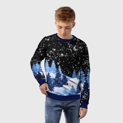 Детский свитшот 3D Снежная ночь в зимнем лесу - фото 2