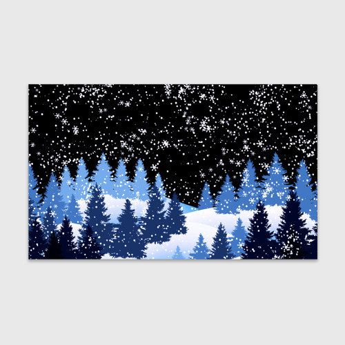 Бумага для упаковки с принтом Снежная ночь в зимнем лесу, вид спереди №1