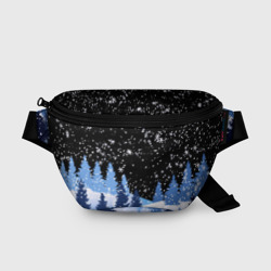 Поясная сумка 3D Снежная ночь в зимнем лесу