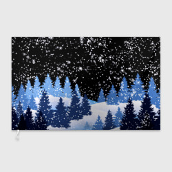 Флаг 3D Снежная ночь в зимнем лесу