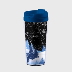 Термокружка-непроливайка Снежная ночь в зимнем лесу