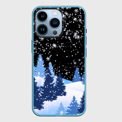 Чехол iPhone 14 Pro Снежная ночь в зимнем лесу