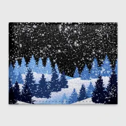 Обложка для студенческого билета Снежная ночь в зимнем лесу