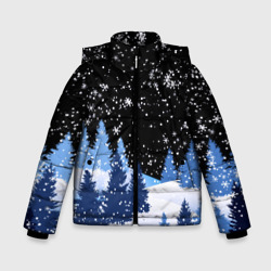 Зимняя куртка для мальчика Снежная ночь в зимнем лесу