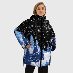 Женская зимняя куртка Oversize Снежная ночь в зимнем лесу - фото 2