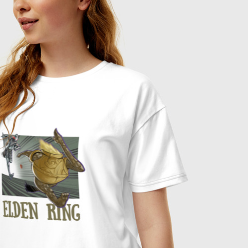 Женская футболка хлопок Oversize Elden Ring Pot Горшок, цвет белый - фото 3