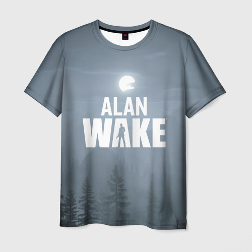 Мужская футболка с принтом Алан Уэйк: Полнолуние, вид спереди №1