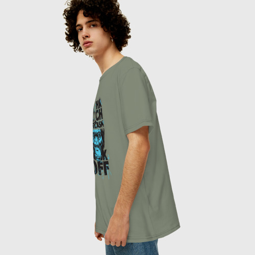 Мужская футболка хлопок Oversize Обезьяна и сарказм, цвет авокадо - фото 5