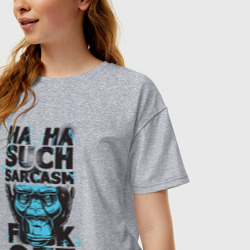 Женская футболка хлопок Oversize Обезьяна и сарказм - фото 2