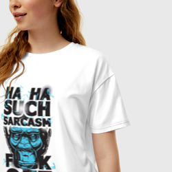 Женская футболка хлопок Oversize Обезьяна и сарказм - фото 2