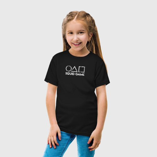 Детская футболка хлопок с принтом Знаки кальмара, вид сбоку #3