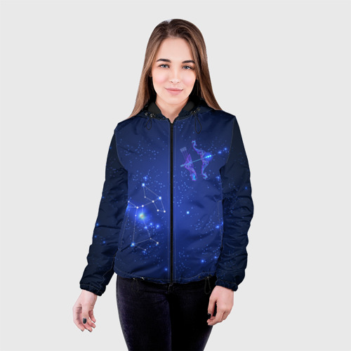 Женская куртка 3D Знак зодиака - Стрелец, цвет черный - фото 3
