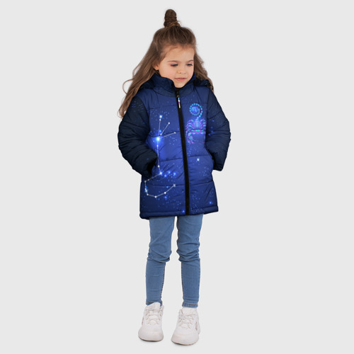 Зимняя куртка для девочек 3D с принтом Знак зодиака - Скорпион, вид сбоку #3