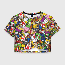 Женская футболка Crop-top 3D Mario - all Stars