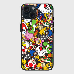 Чехол силиконовый для Apple iPhone 15 матовый Mario - all Stars