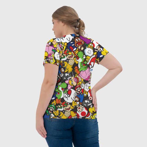Женская футболка 3D с принтом Mario - ALL STARS, вид сзади #2