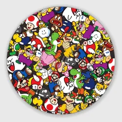 Круглый коврик для мышки Mario - all Stars