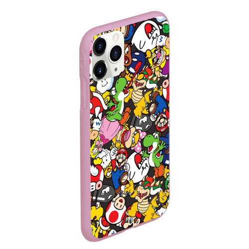 Чехол для iPhone 11 Pro Max матовый Mario - all Stars, цвет розовый - фото 3