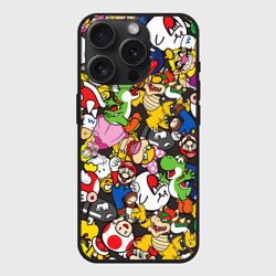 Чехол силиконовый для Apple iPhone 15 Pro матовый Mario - all Stars
